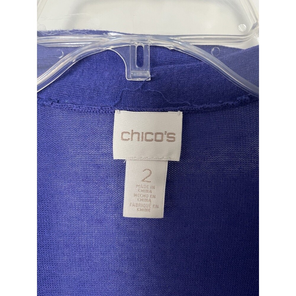 Chico’s Size Large (2) Linen Cardigan Open Front Blue Layering Lightweight - Picture 6 of 7